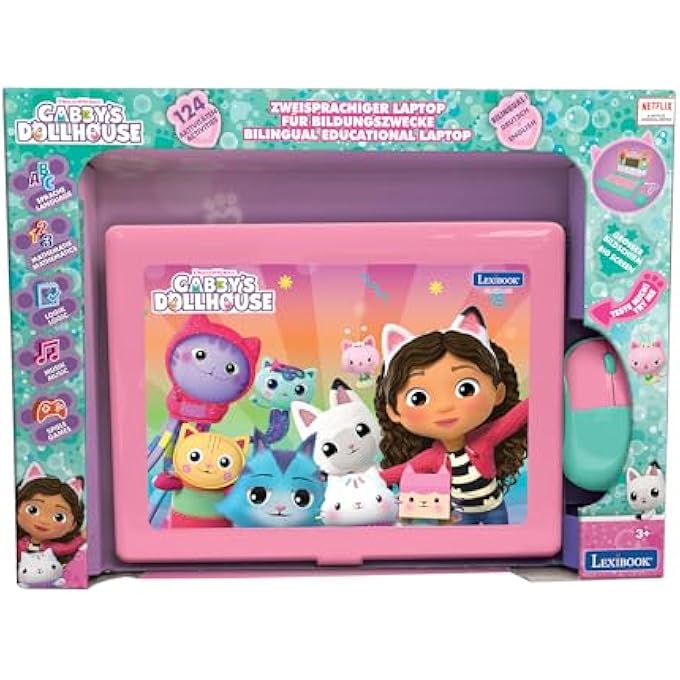 Gabby , GABBY'S DOLLHOUSE, BILINGUAL ENGLISH/GERMAN EDUCATIONAL COMPUTER, TOY FOR CHILDREN WITH 124 LANGUAGE, WRITING, MATHS, LOGIC, MUSIC ACTIVITIES AND GAMES, PINK/BLUE, JC598GDHI3 - Image 5